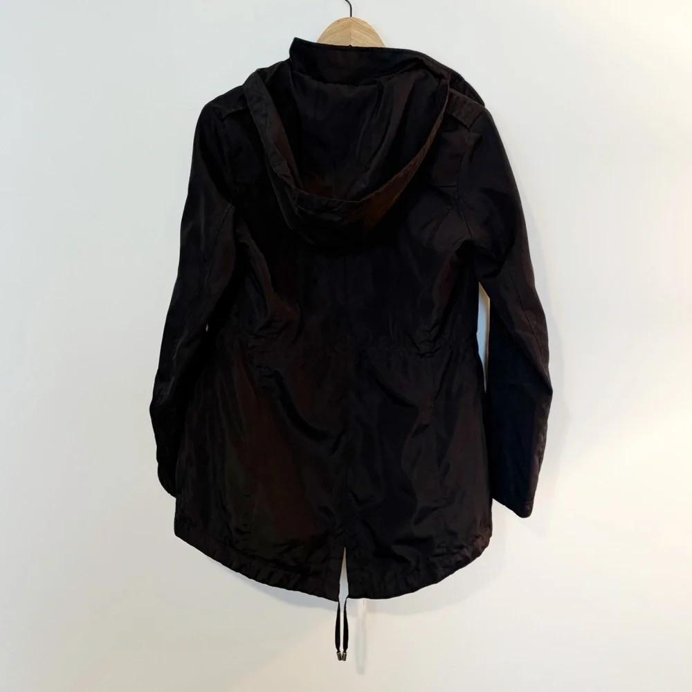 Michael Kors Black Zip Up Hooded Rain Utility Jacket